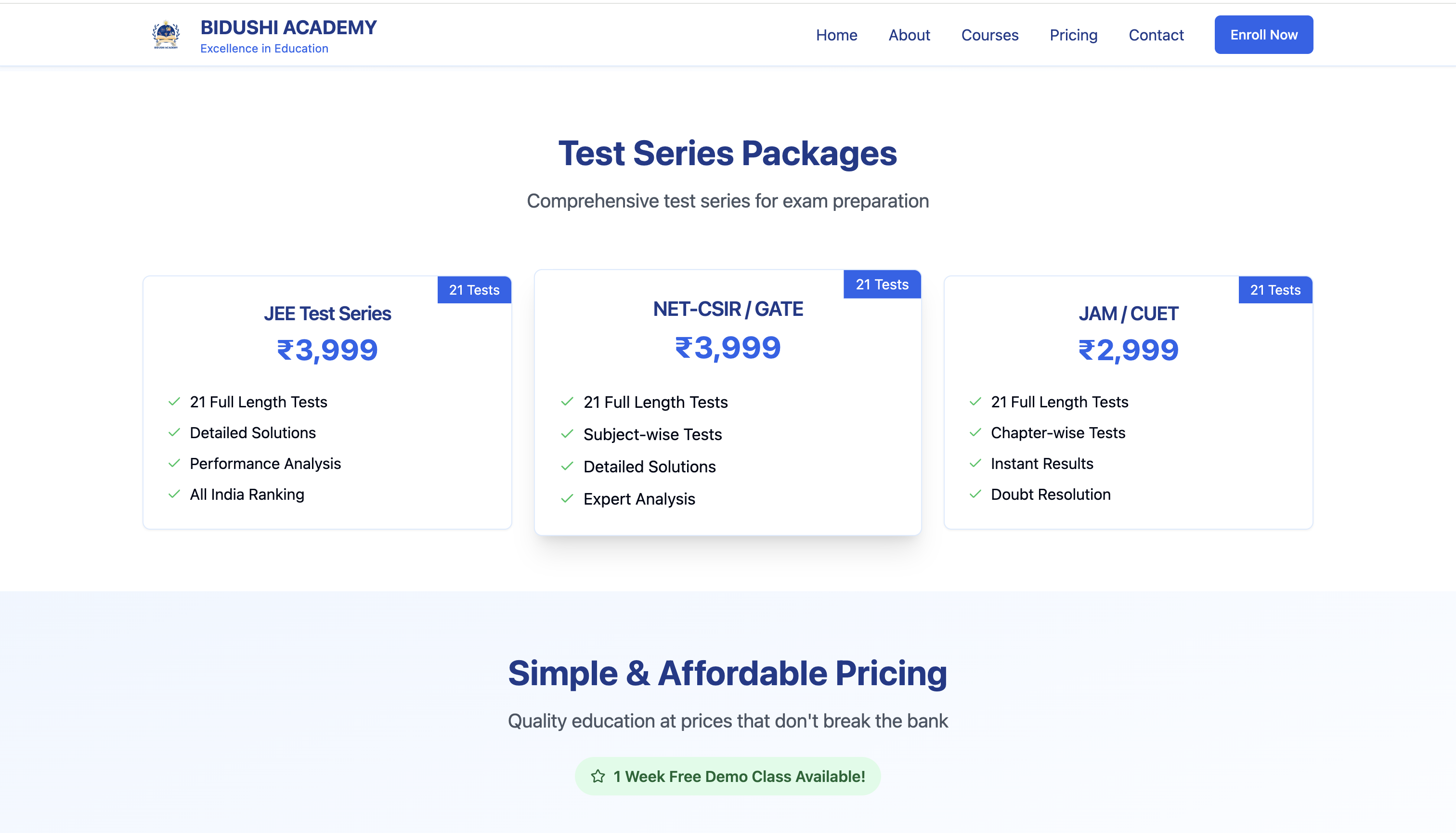 Test Series & Pricing