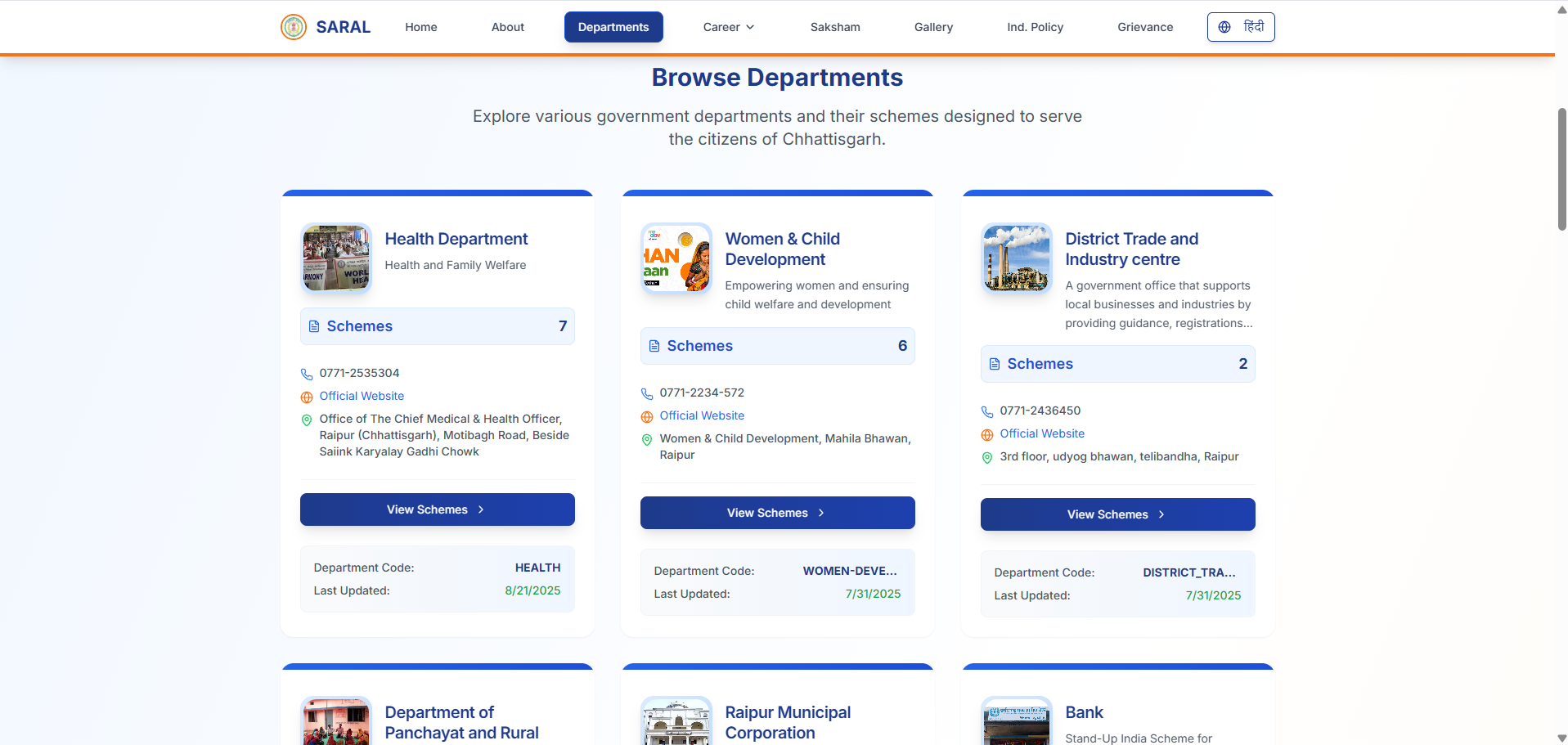 Department Cards